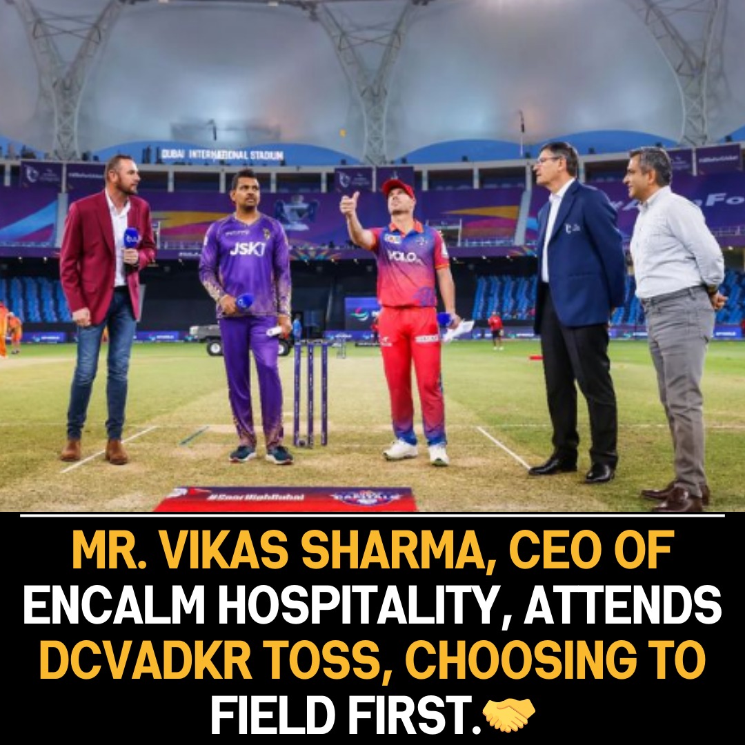 ENCALM Hospitality CEO Vikas Sharma Makes Strategic Move, Chooses to Field First at DCvADKR Cricket Match.