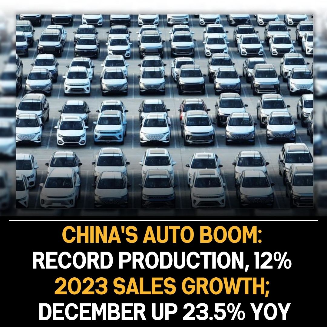 China’s 2023 auto sales grow 12% on overseas demand for EVs