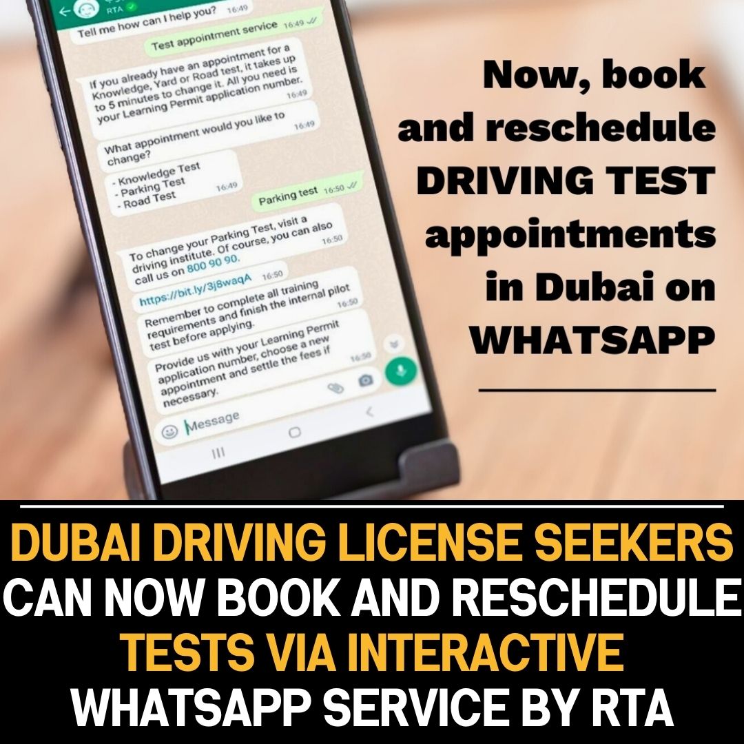 Dubai: Now, book and reschedule driving test appointments on WhatsApp