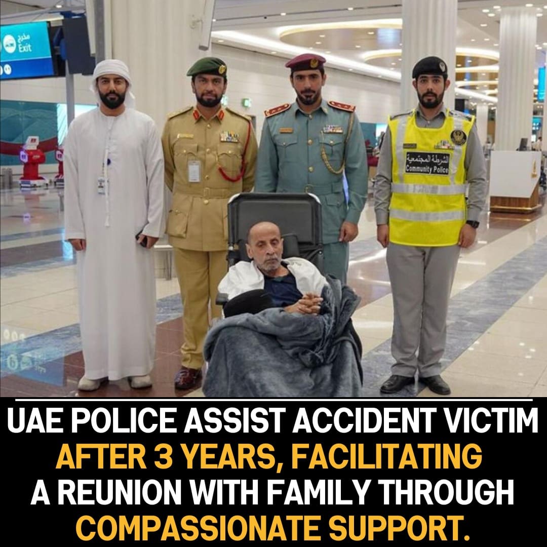 UAE Police Extend Compassionate Support: Facilitating Emotional Reunion for Accident Victim Hospitalized 3 Years, Embracing Community Well-being Commitment.