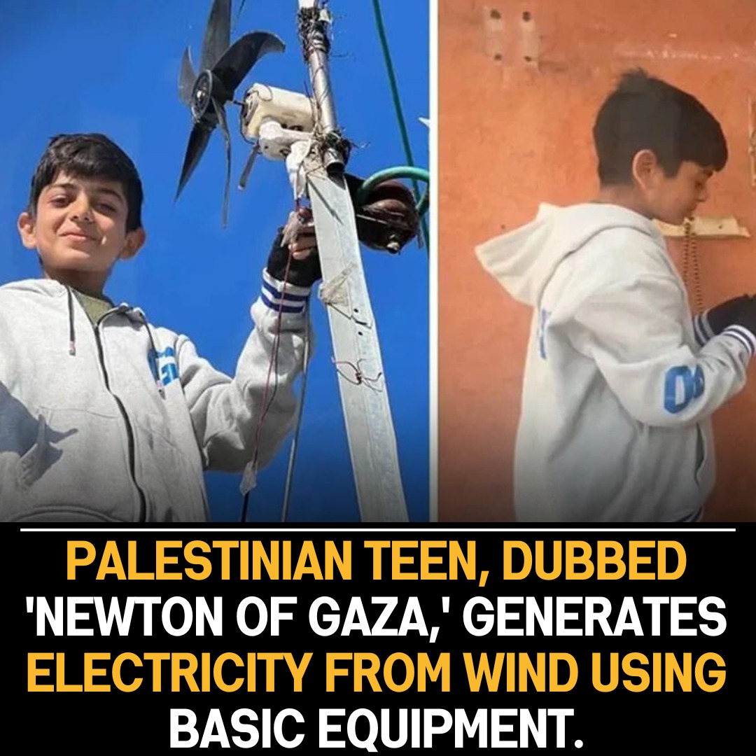 15-Year-Old ‘Newton of Gaza’ Harnesses Wind Power with Simple Tools, Showcasing Innovation and Resourcefulness in Electricity Generation.