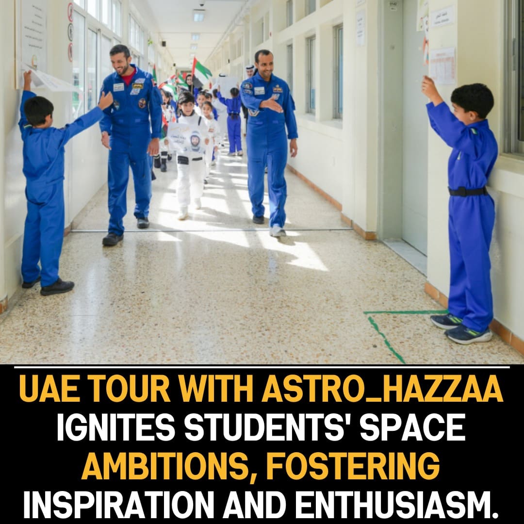 UAE School Tour: astro_hazzaa Inspires Students, Igniting Ambitions and Sharing Insights on Space Missions with Enthusiasm.