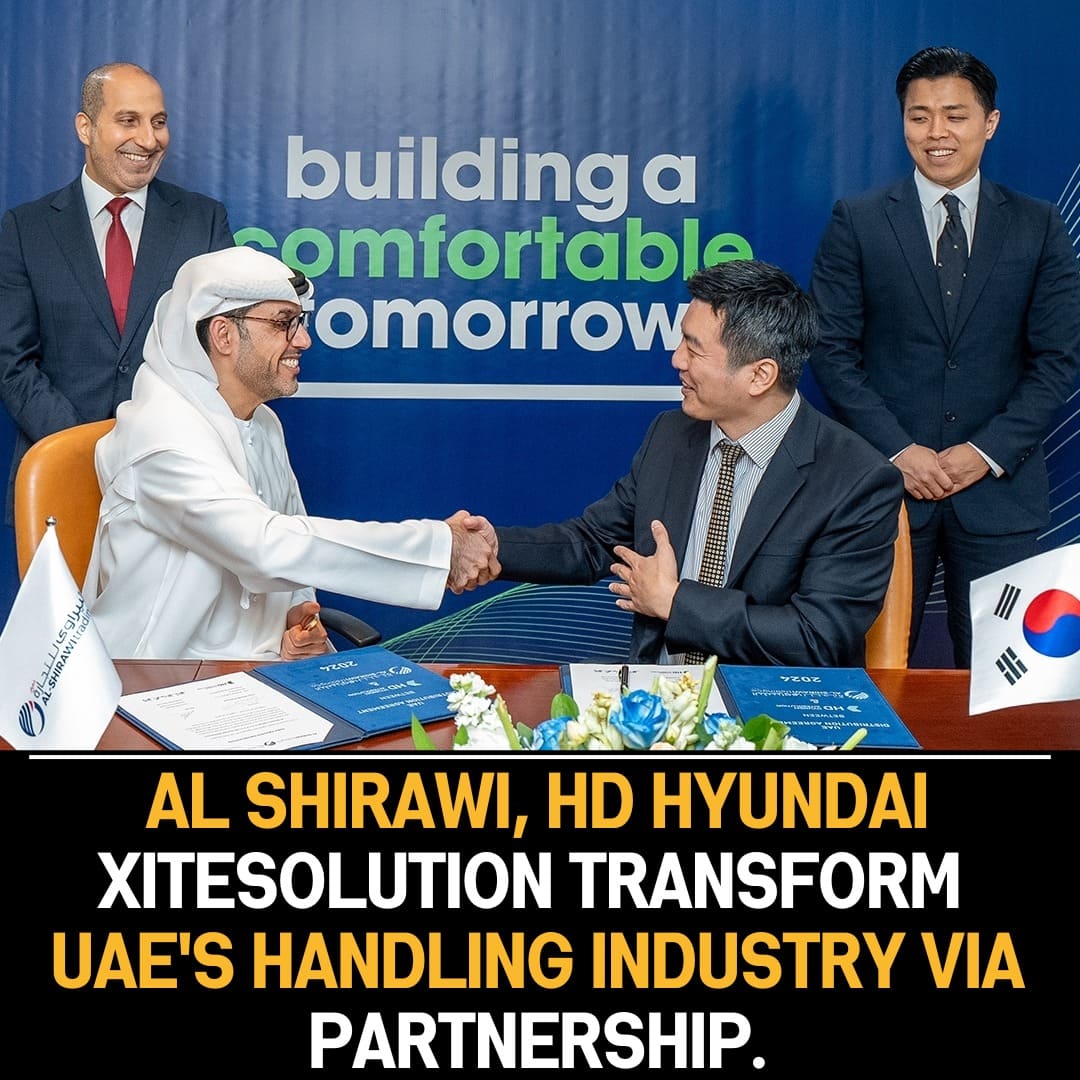 Al Shirawi Machinery Trading Co. LLC Partners with HD Hyundai XiteSolution, Innovating Material Handling Industry in UAE.