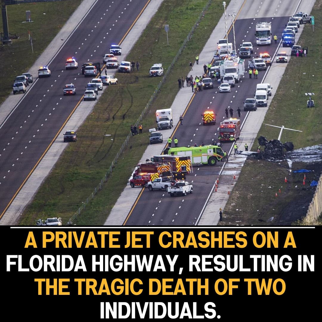 Tragic Private Jet Crash Claims Two Lives on Florida Highway, Spotlighting the Severity and Risks of Air Travel.