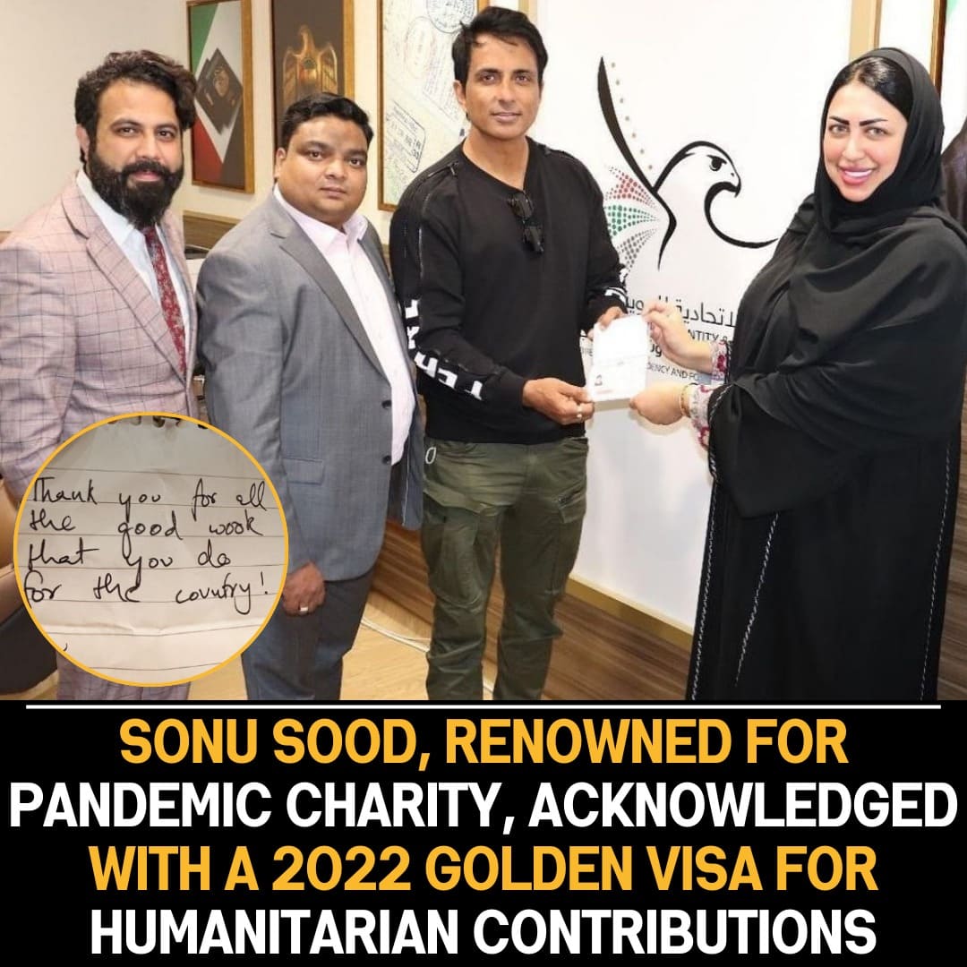 Sonu Sood Honored with 2022 Golden Visa for Remarkable Pandemic Philanthropy and Positive Societal Impact Recognition