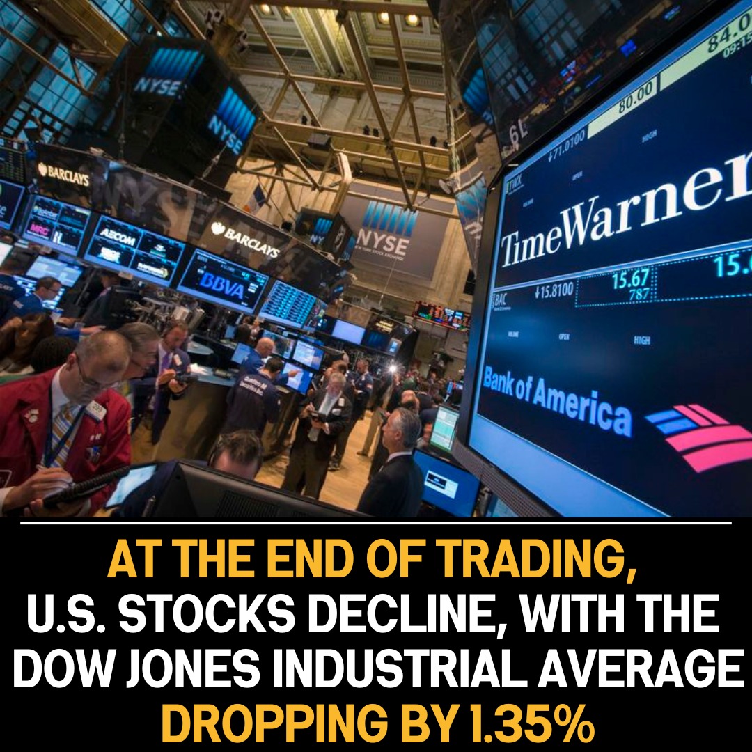 U.S. Stocks Close with Decline: Dow Jones Industrial