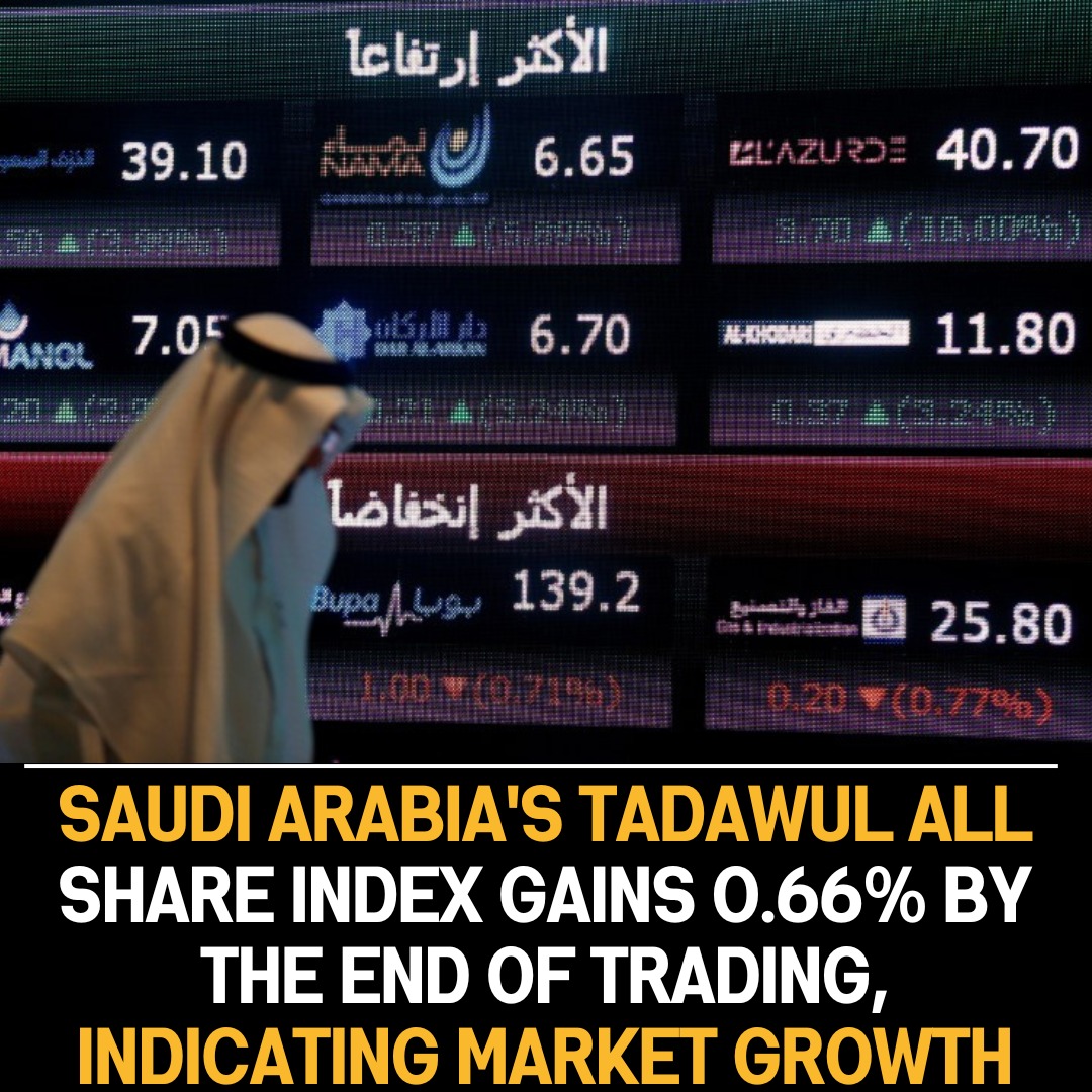 Saudi Arabia’s Tadawul All Share Index Rises by 0.66% at Close of Trading, Reflecting Market Growth