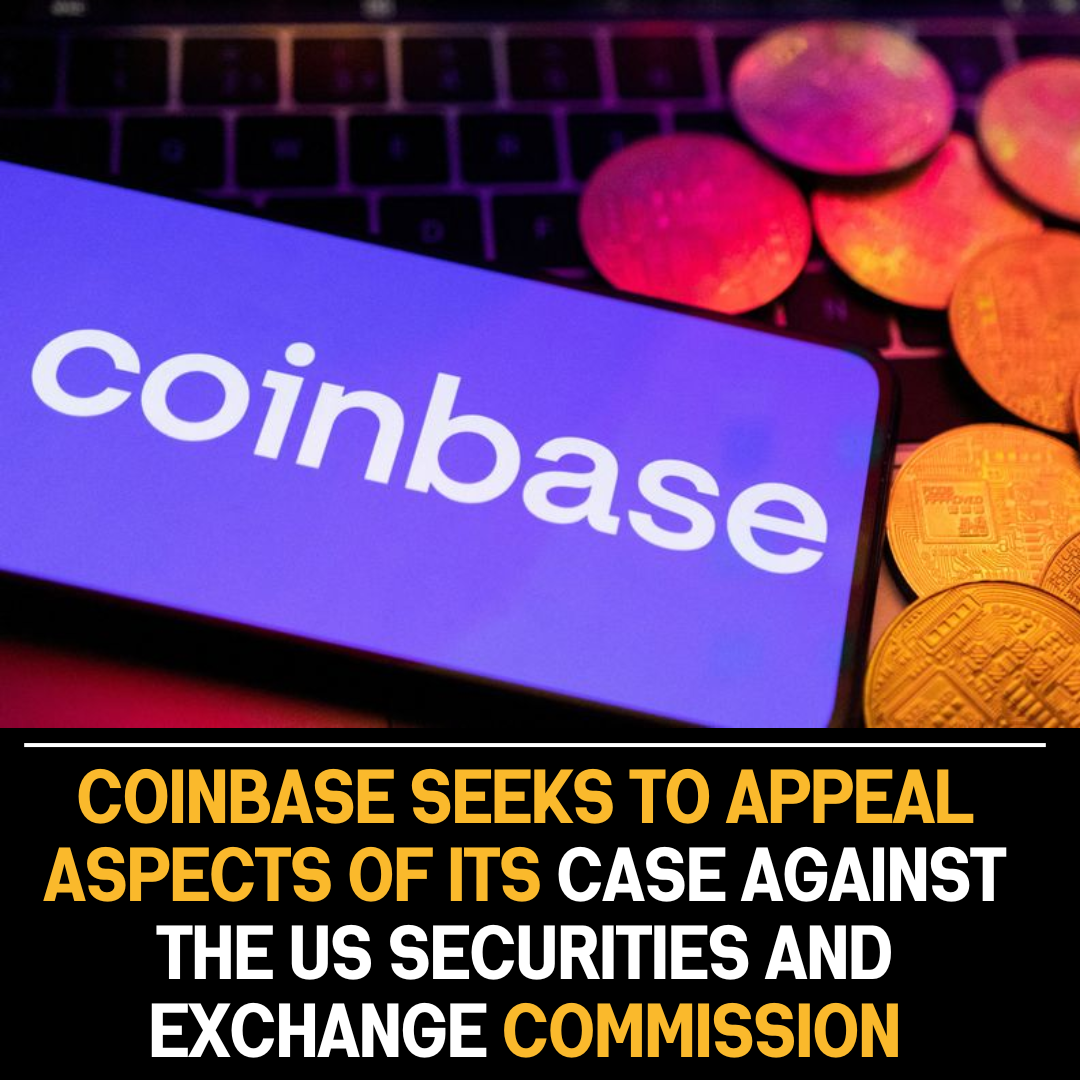 Coinbase seeks to appeal aspects of its case against the US Securities and Exchange Commission