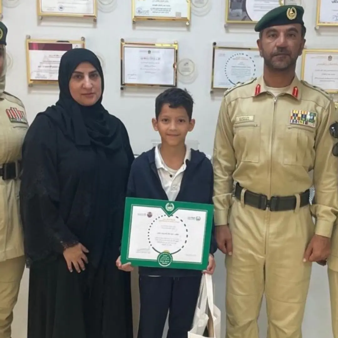 Dubai police praised student Ahmad Saleh Ali Muhammad for returning a lost wallet with money