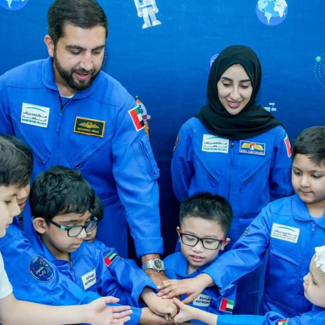 Emirati astronauts gift 25 cancer patients, bringing space exploration excitement to Mediclinic Hospital in Dubai.