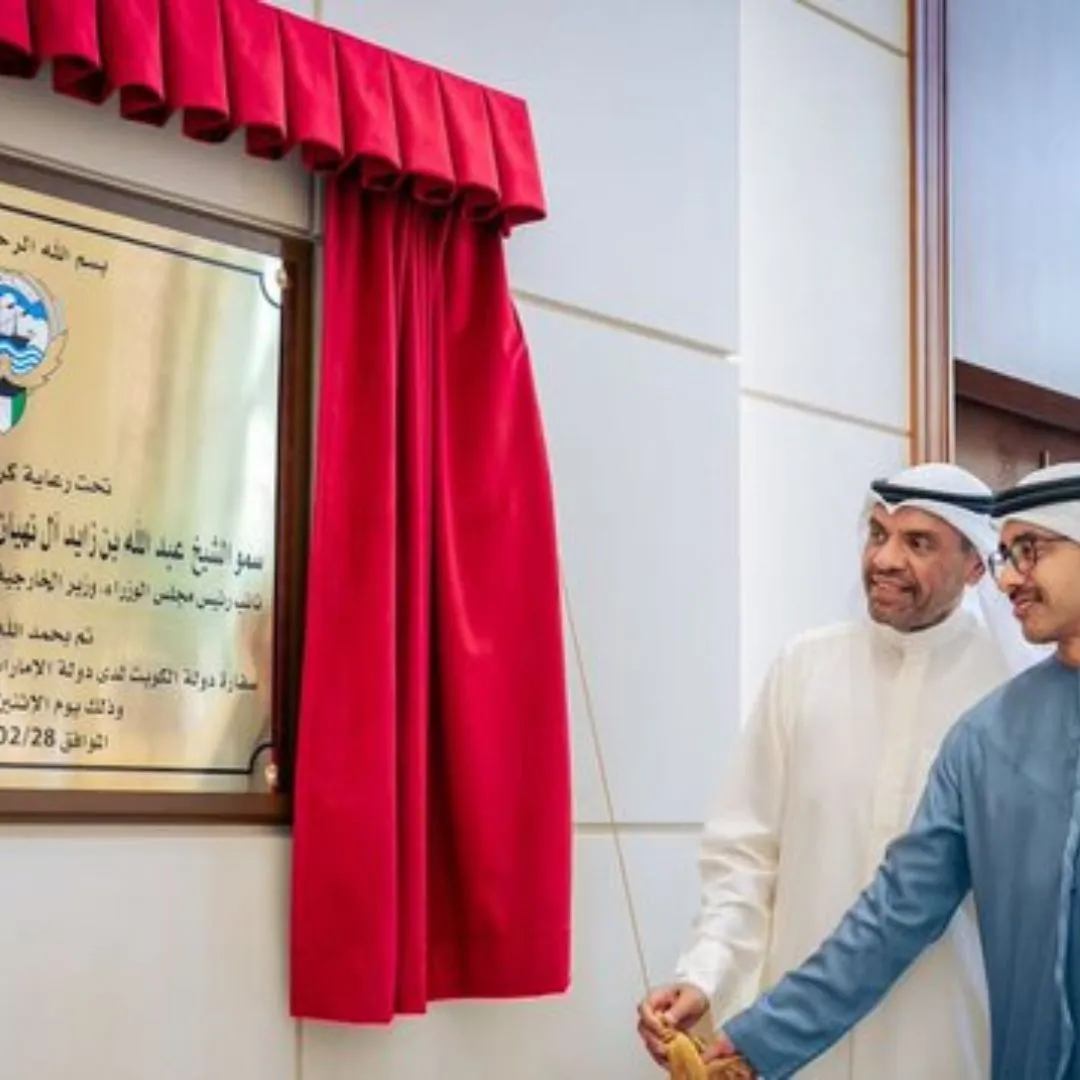 Sheikh Abdullah inaugurates the new Kuwaiti embassy in Abu Dhabi, marking a key diplomatic milestone.